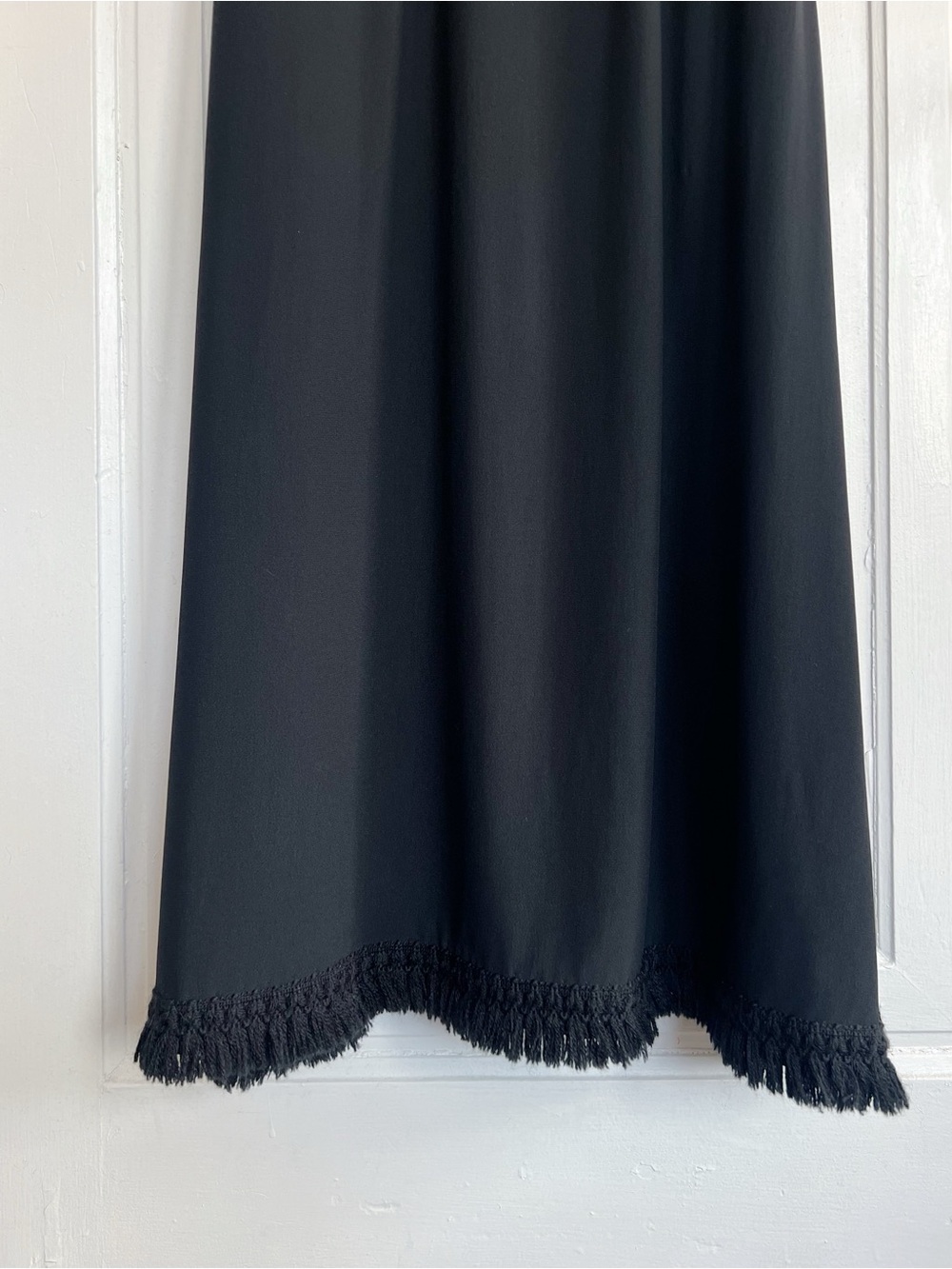 La Ligne • La Frange Dress black midi fringe strap cut out back minimalist - Picture 9 of 15